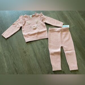 NWT Carters Baby Bunny Sweater & Pants 2 Piece Set 24 Month Girl Easter Outfit